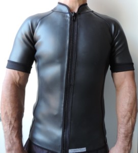 2mm smooth skin wetsuit jacket, short sleeve, full front zipper