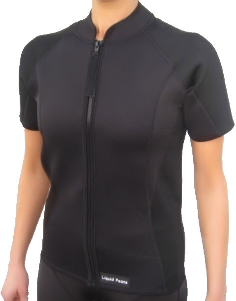 New Women's 2mm Wetsuit Jacket Short Sleeve Sizes: XS-3XL Full Front Zipper 
