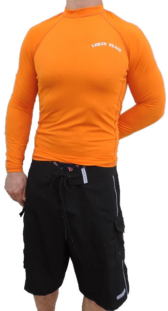 Men's Bright Orange, Long Sleeve, Rash Guard – Liquid Peace