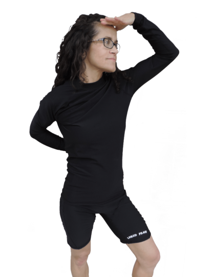 women's thermal long sleeve rash guard all black