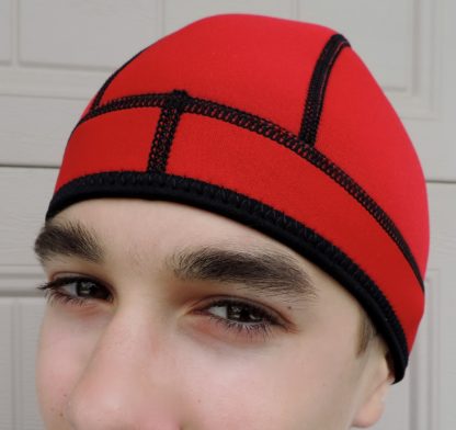 Blue or Orange for warmth/UV Protection-Sale 1mm Wetsuit Beanie Cap in Red 