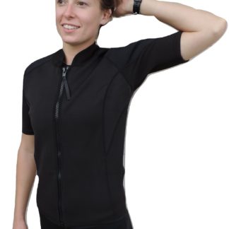 women's 2mm wetsuit jacket, short sleeve, full front zipper