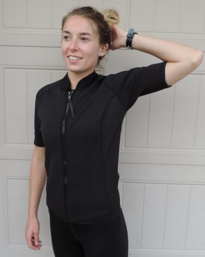 Women's 2mm Wetsuit Jacket, Full Front Zipper, Short Sleeve