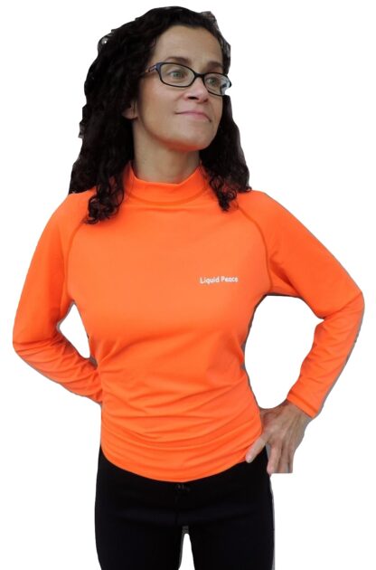 women's orange long sleeve rash guard