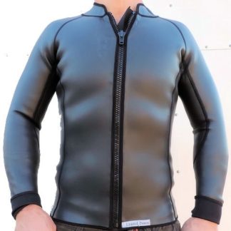 men's 2mm smooth skin wetsuit jacket, front zip, long sleeve