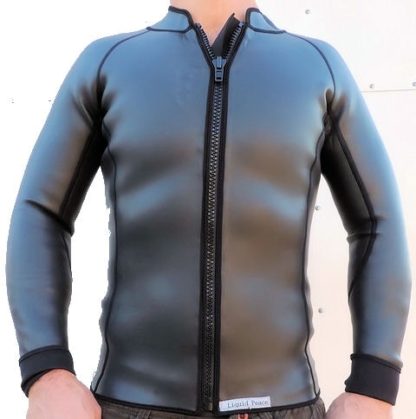 men's 2mm smooth skin wetsuit jacket, front zip, long sleeve